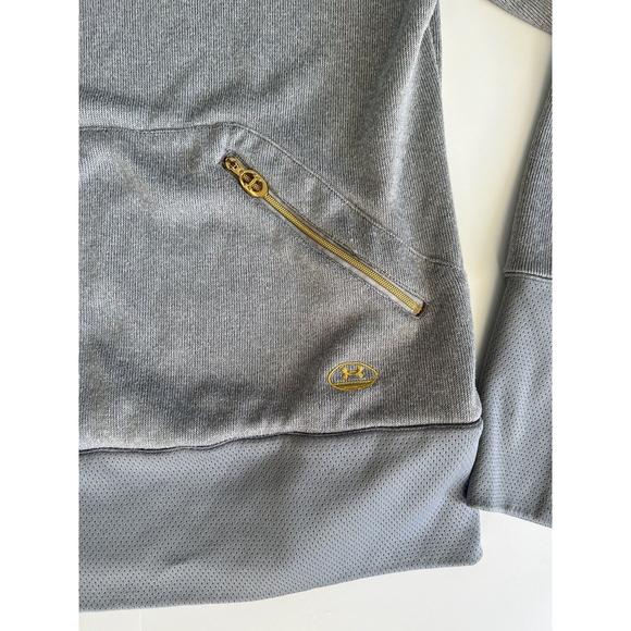 Under Armour Womens Gray Size Small Cowl Neck Semi Fitted Hooded Sweatshirt Gold - Picture 2 of 8